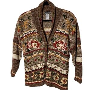 RARE Simpatico vtg 1990 knitted cardigan
Sweater oversize,embroidered rosette,3D